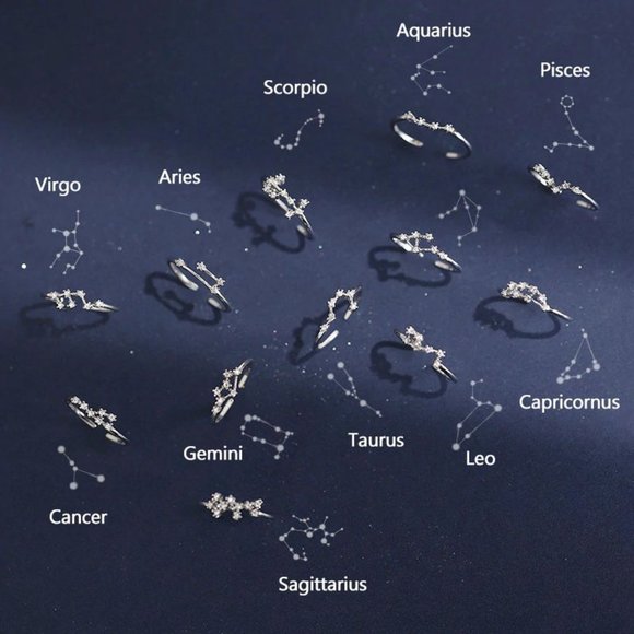 *Sterling Silver Zodiac Resizable Ring-Aquarius - Picture 2 of 6